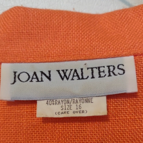 Joan Walters Orange Button-Up Blazer Suit Jacket Blouse Size Extra Large XL - Picture 2 of 5